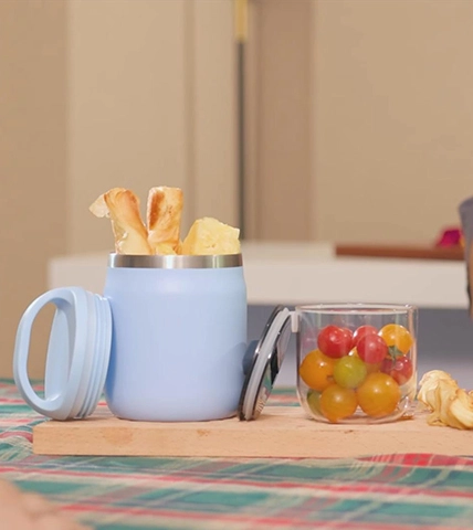 600 ml Vacuum Food Thermos with Tritan/Glass Container